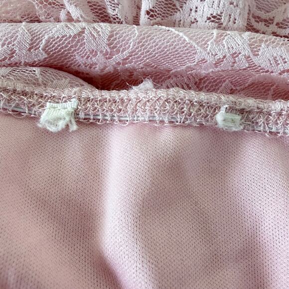 Pink Lace Sheer Ruffle Milkmaid Mini Dress Coquette Dolly Kei Fairy Himekaji XS - Picture 5 of 8